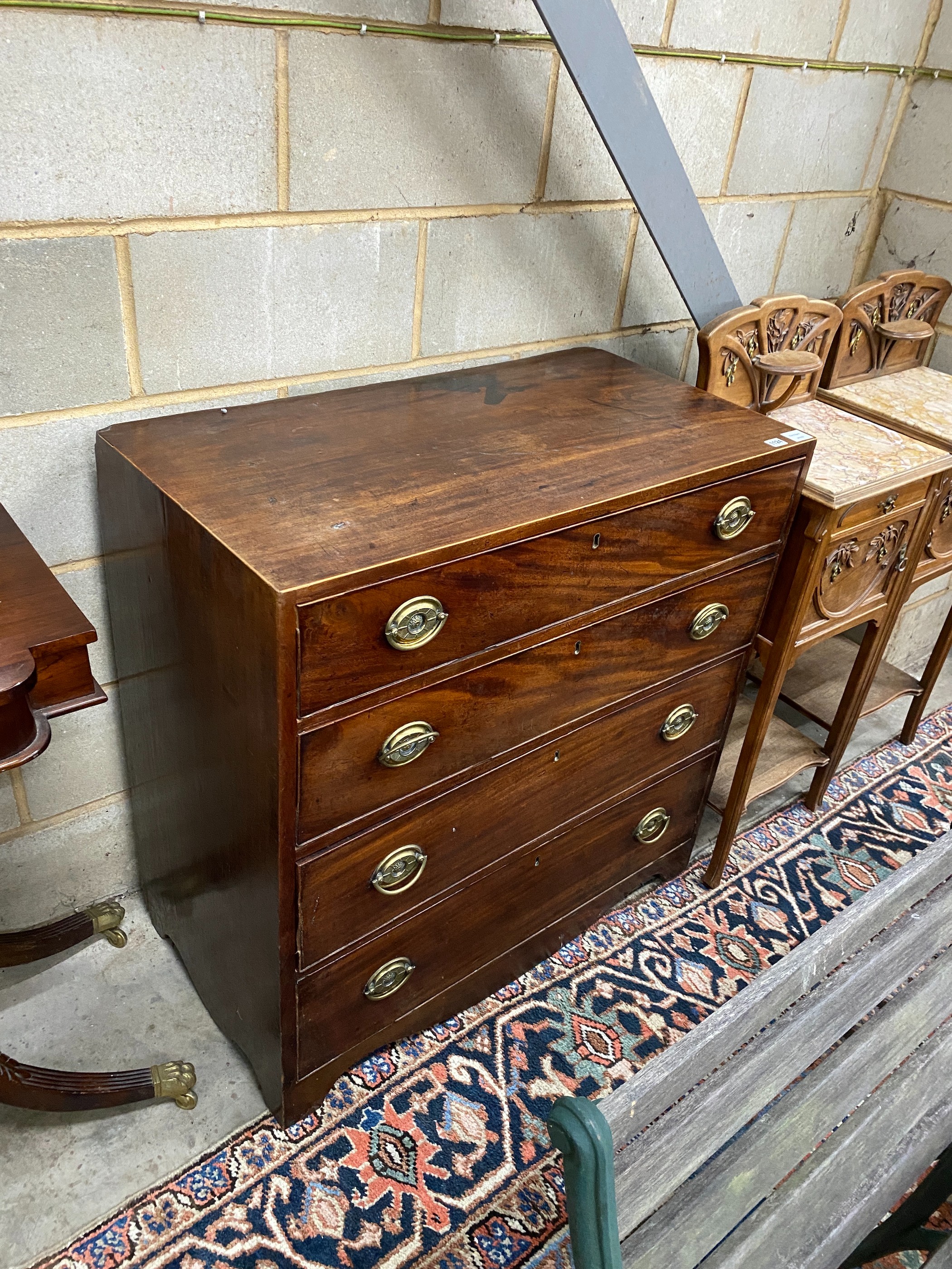 A George IV mahogany four drawer chest, width 92cm, depth 49cm, height 93cm